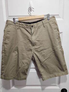 Volcom Men's Light Olive Flat Front Shorts